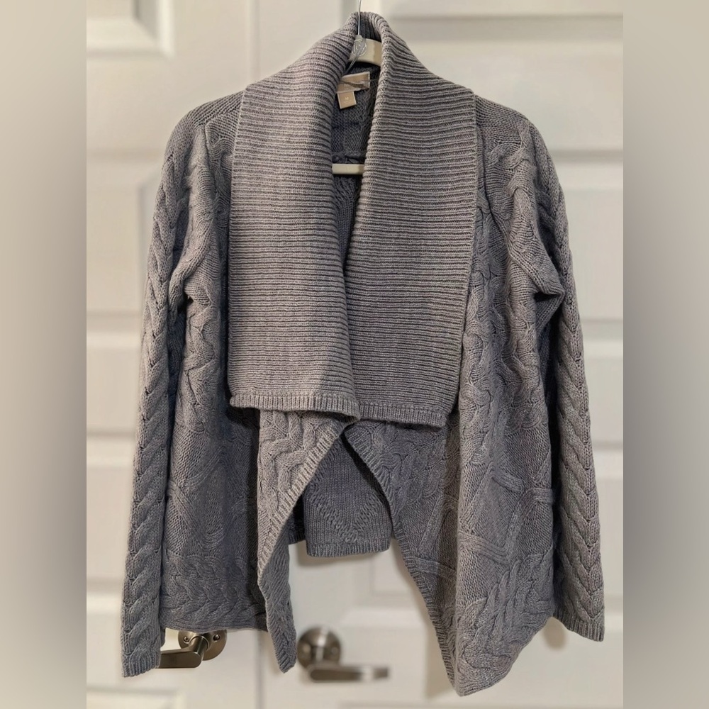 Michael Kors Grey Wool Blend Drape Sweater